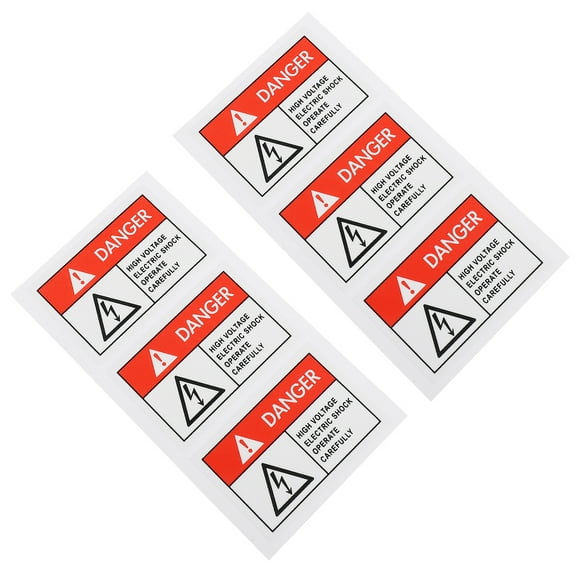 EXHUMKY Electric Shocks Warning Decal 6Pcs Rectangle High Voltage Warning Label Decals for Warehouses and Offices