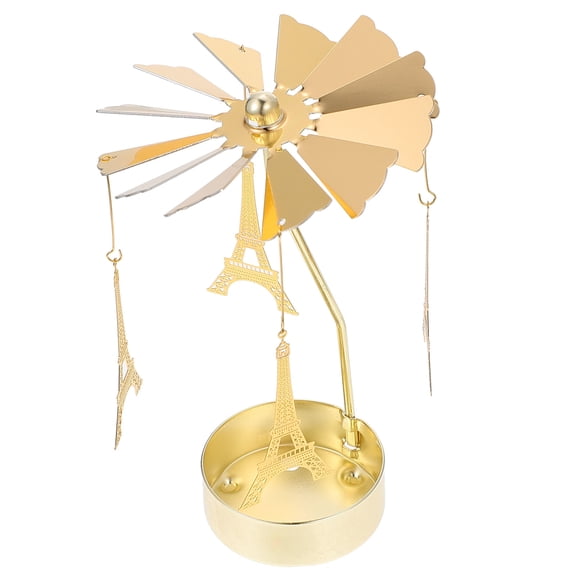 EXHUMKY Event Organizers 1Pc Golden Iron Rotatable Eiffel Tower Shape Candlestick 8X3.15X5.12In