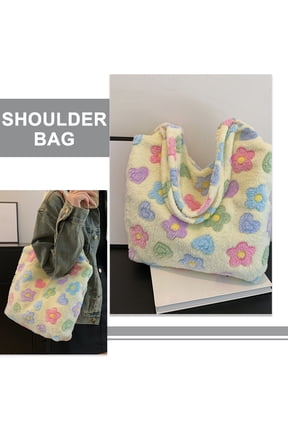 Large Capacity Plush Tote Bag for Women, Soft and Stylish Casual Shoulder Handbag, Comfortable Carry-All for Girls