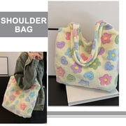 EXHUMKY Large Capacity Plush Tote Bag for Women, Soft and Stylish Casual Shoulder Handbag, Comfortable Carry-All for Girls