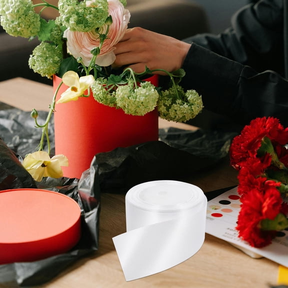 EXHUMKY Fabric Ribbon for Wedding Chair Backs Balloon Strings and DIY Crafts in White