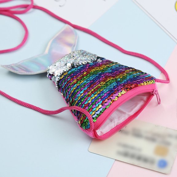 EXHUMKY Mermaid Tail Sequins Coin Purse Multicolor for Party Shopping and Daily Use
