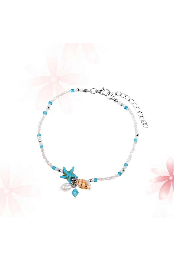 Handmade Ethnic Anklet with Sea Star and Shell Charms, Fashion Foot Jewelry Ankle Chain Accessory