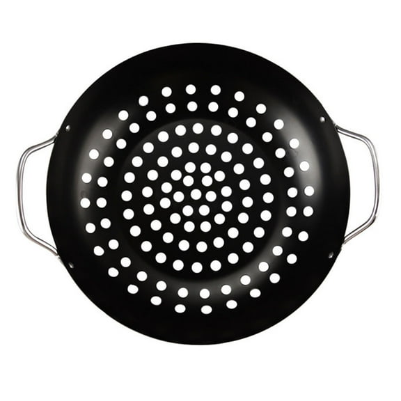 EXHUMKY Carbon Steel Nonstick Grill Pan with Dual Handles, Black - 1-Piece Cookware for Indoor and Outdoor Grilling