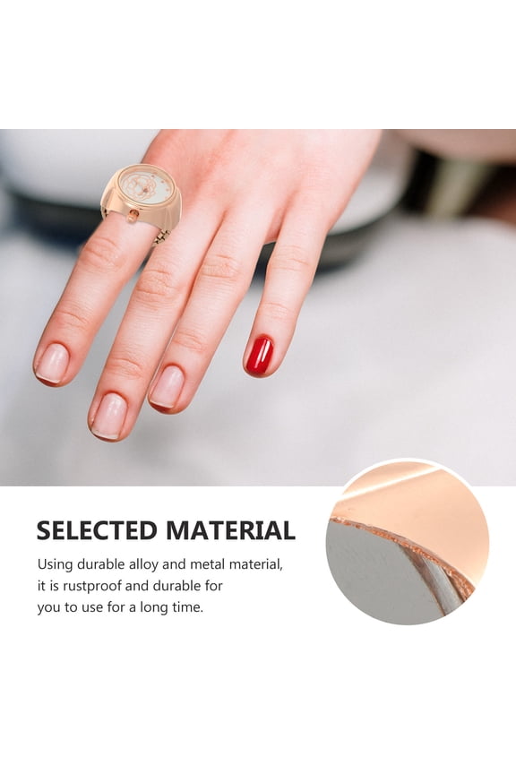 Golden Alloy Ring Watch with Durable Movement for Daily Use and Elegant Fashion Style