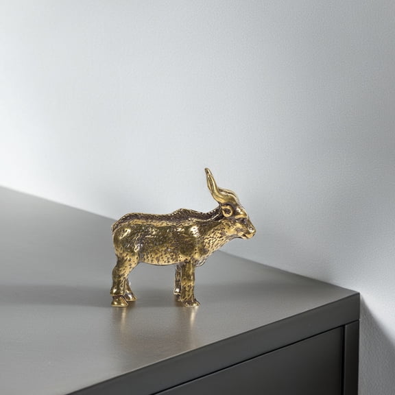 EXHUMKY Golden Brass Animal Figurine Small Antelope Ornament for Desktop