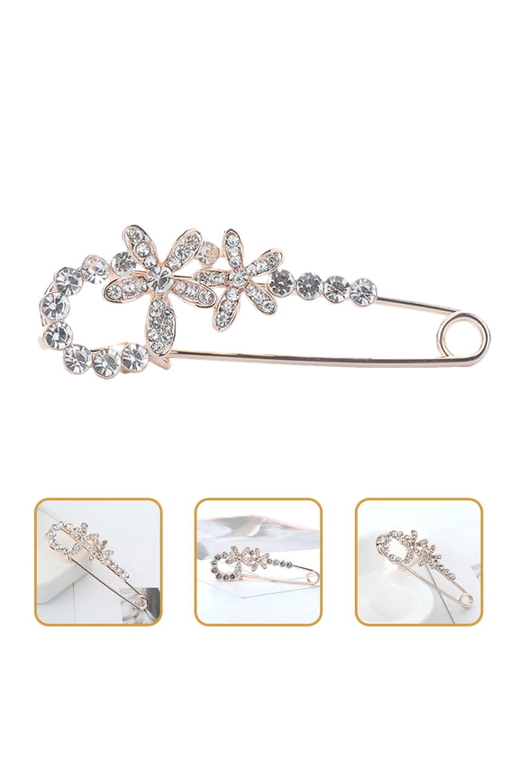 Golden Crystal Brooch, Safety Brooch Pin, Alloy Material, Perfect for Clothing Adjustments