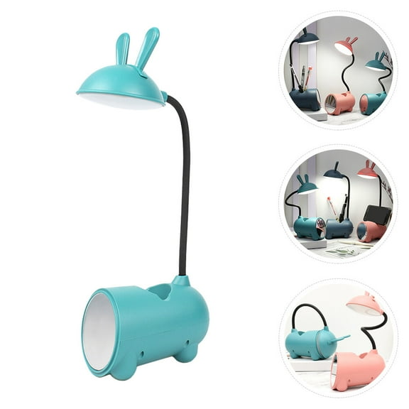 EXHUMKY Touch-Controlled Green Table Lamp with Mirror and Pen Holder Energy-Saving Home Use 1Pc