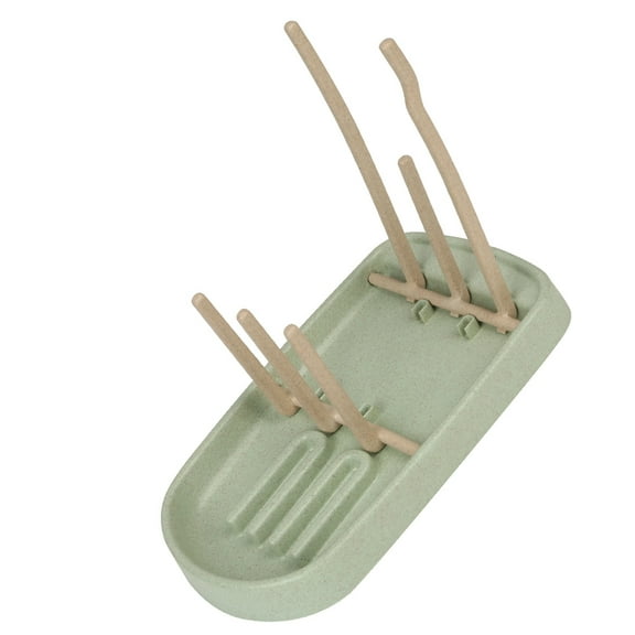 EXHUMKY Green Wheat Straw Bottle Stand, Multifunctional Draining, Kitchen Organizer, 1Pc