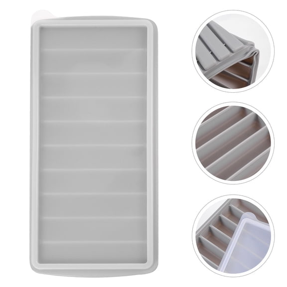 EXHUMKY Grey Silicone Ice Cube Tray with Dustproof Cover for Kitchen Use, Stackable Design, Easy to Demould