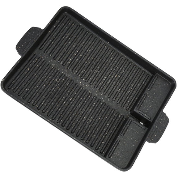 EXHUMKY Black Maifan Stone Outdoor Baking Tray Non Stick Barbecue Grill Pan