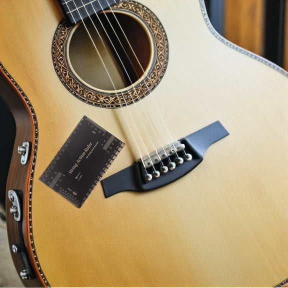 EXHUMKY Guitar String Action Gauge Stainless Steel Tool for Accurate Height and Fret Leveling