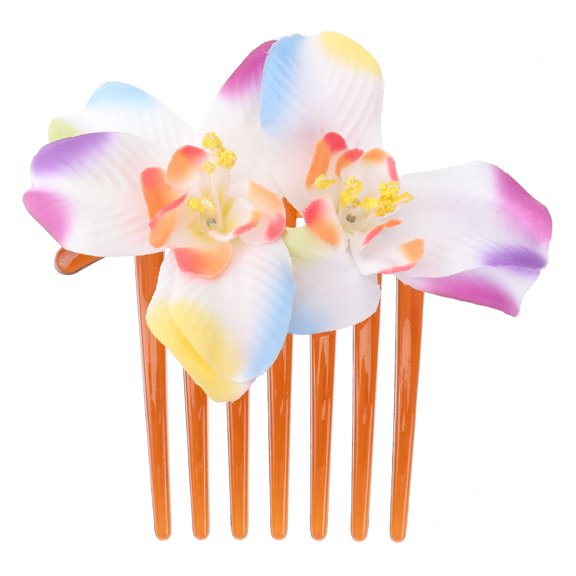 EXHUMKY Hair Pieces for Women Wedding Artificial Plumeria Hair Comb White 1Pack
