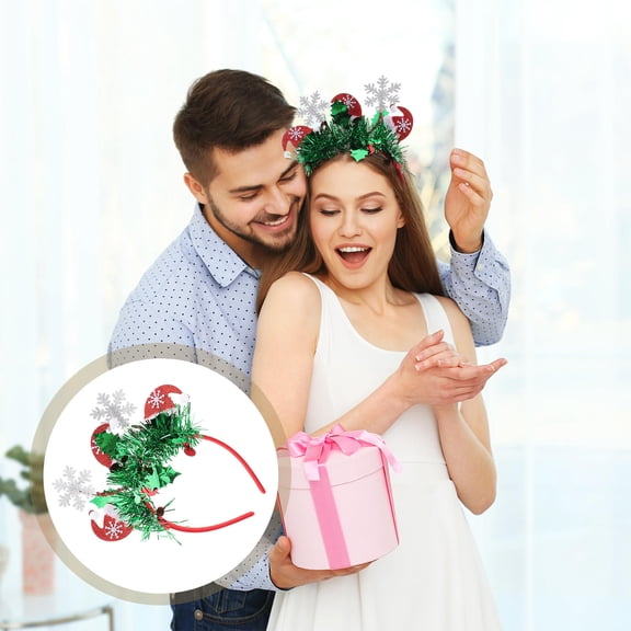 EXHUMKY Lightweight Glitter Christmas Headband with New Year Eve Theme for Holiday Party and Photo Booth Props