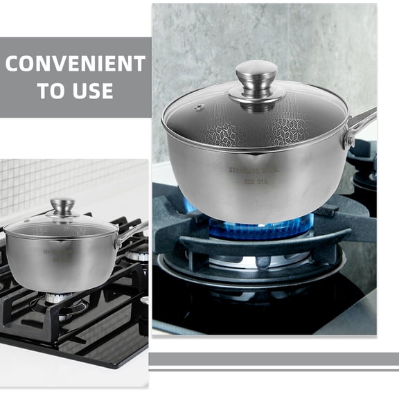EXHUMKY 2.5 Quart Stainless Steel Nonstick Saucepan with Lid, Ergonomic Handle, 304 Cookware for Home Kitchen Cooking