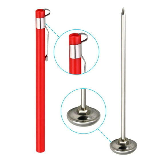 EXHUMKY Stainless Steel Food Thermometer Red Handle Easy to Use for Meat Bbq Poultry Steak