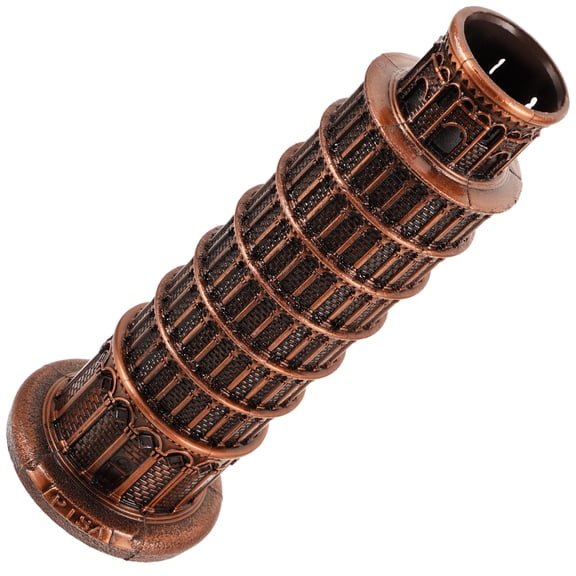 EXHUMKY Leaning Tower of Pisa Alloy Architectural Figurine Vintage Table Decoration for Home Office Brown 4.5x4.5x8.5 inches
