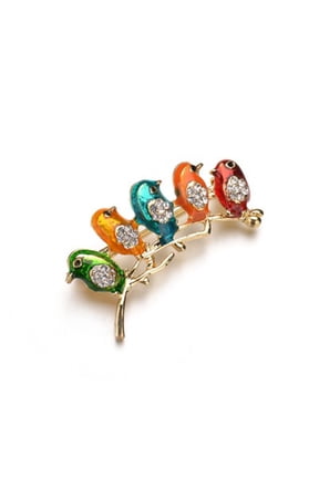 Creative Badge Leopard Color Alloy Bird Shape Brooch with Rhinestone Shine