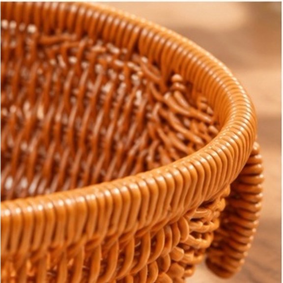 EXHUMKY Light Brown Plastic Bread Basket Large Volume Storage Container for Fruits Snacks Daily Use