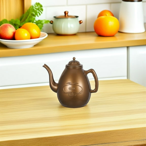 EXHUMKY Platic Tea Pots Plastic Teapot Light Brown 1Pcs for Vintage Theme