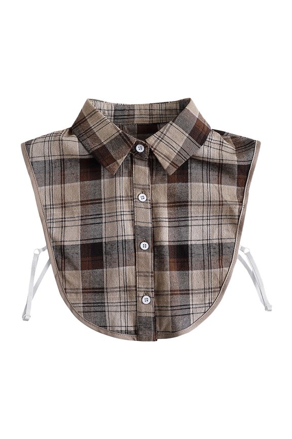 Lightweight Yellow Half Shirt Faux Collar Detachable Blouse Insert for Coats