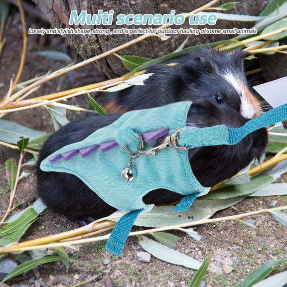 EXHUMKY Lizard Leash Harness Blue with Unique Dinosaur Shape and Quick Adjustable Buckle for Small Pets