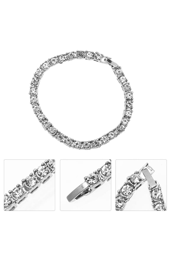 Cool Mens Bracelets Rhinestone Bangle Round 1Pack