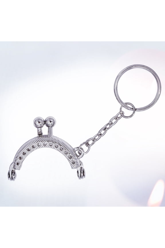 Clutch Bag Frame Key Chains Plated Silver Metal Purse Handle with Semicircle Pendant for Handbag Accessories