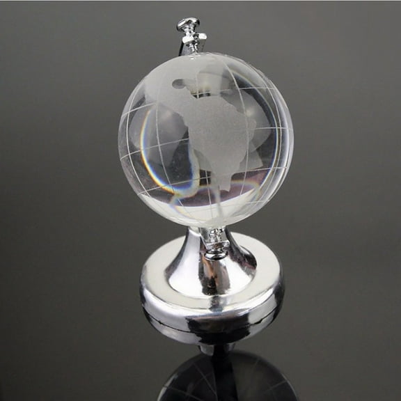 EXHUMKY Dark Grey Crystal Globe Ornament Set of 1 Decorative for Home Office Display