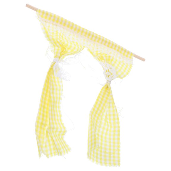 EXHUMKY Mini House Kit Lace Door Curtain Model Cotton Yellow Scene Matching 1Pcs