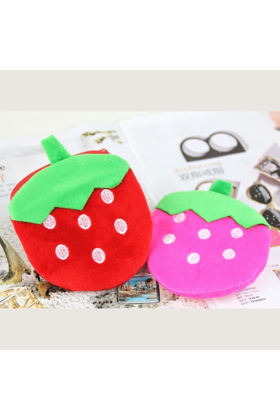 Strawberry Accessories Women Coin Purse Plush Pink 1Pack for Daily Use