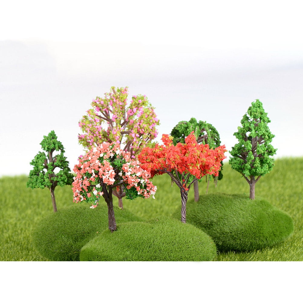 EXHUMKY Miniature Plastic Tree Model for Garden Decor, Swimming Pool ...