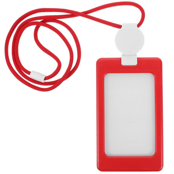 EXHUMKY Red Name Badge Holder with Lanyard, Lightweight ID Card Sleeve for Work, Office, School, Bus Pass and Access Cards