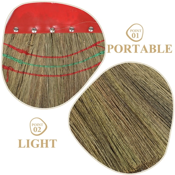 EXHUMKY Red Handmade Grass Broom with Wooden Handle, Gentle on Floors, Ideal for Indoor and Outdoor Cleaning