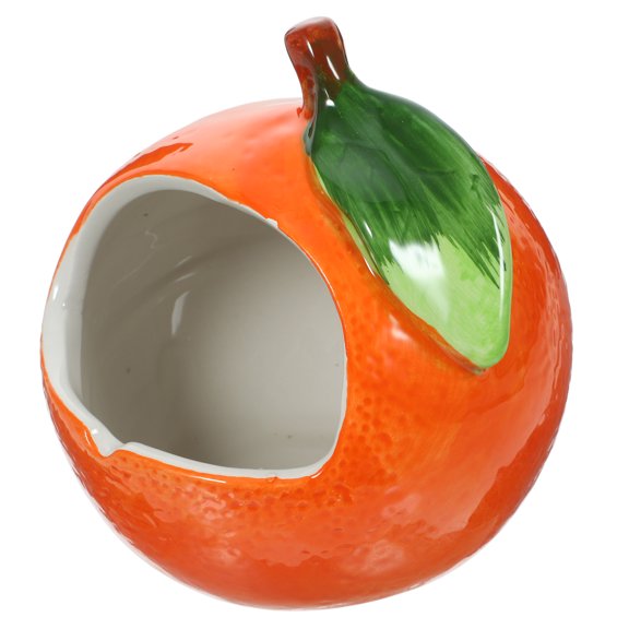 EXHUMKY Orange Ceramic Hamster Bed, Cool Small Animal Pet Nest Hideout for Dwarf Hamsters Gerbils Mice, Indoor Outdoor Use