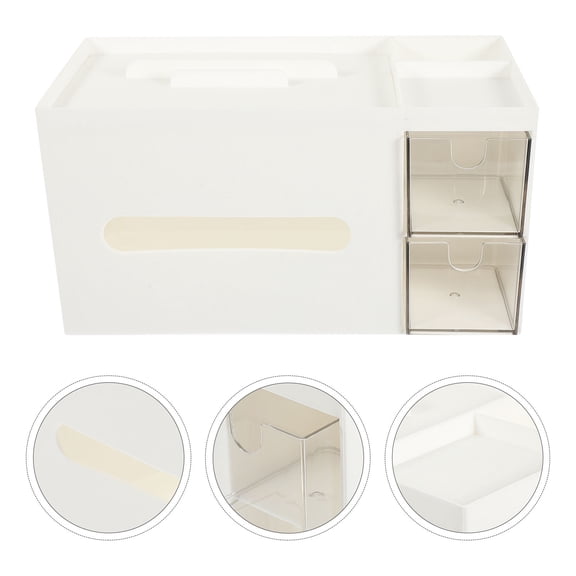 EXHUMKY Plastic Desk Organizer White Tabletop Storage Box for Office and Bedroom