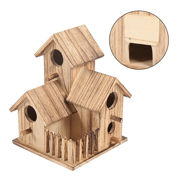 EXHUMKY Parakeet Nest Bird Resting Place Classic Wooden Hut Light Brown 1Set
