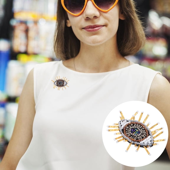 EXHUMKY Yellow Beaded Eye Patch for Clothing Decoration, Fashion Accessory for Customizing Clothes and Apparel