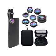 EXHUMKY Phone Camera Lens Kit Black 2X Teleconverter Fish-Eye Macro Polarized Lenses