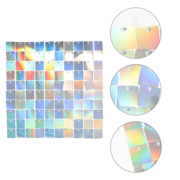 EXHUMKY Plastic Glitter Backdrop Panel 1Pcs for Wedding and Birthday Parties 11.6x11.4x0.4in