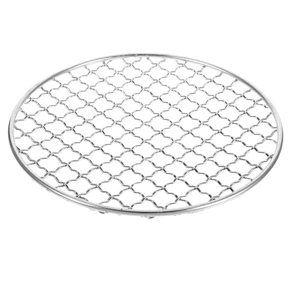 EXHUMKY Plated Silver Stainless Steel Round Grill Net - Versatile Design for Even Cooking