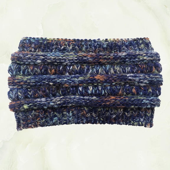 EXHUMKY Multicolor Woolen Yarn Headband Knitted Ponytail Hat Thick Warm Hair Band for Winter Fashion
