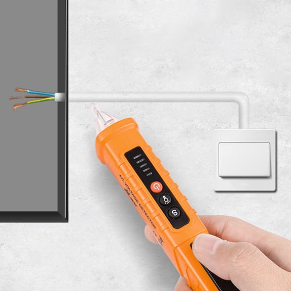 EXHUMKY 1Pc Compact Orange Electricity Tester Pen with Auto Off Feature and Pen Clip Design