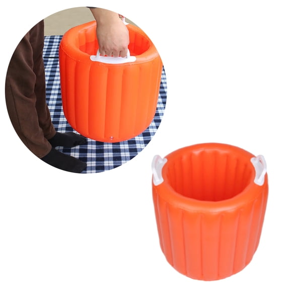 EXHUMKY Foldable Orange Ice Bucket Made from Premium PVC Lightweight Portable for Home Outdoor Use