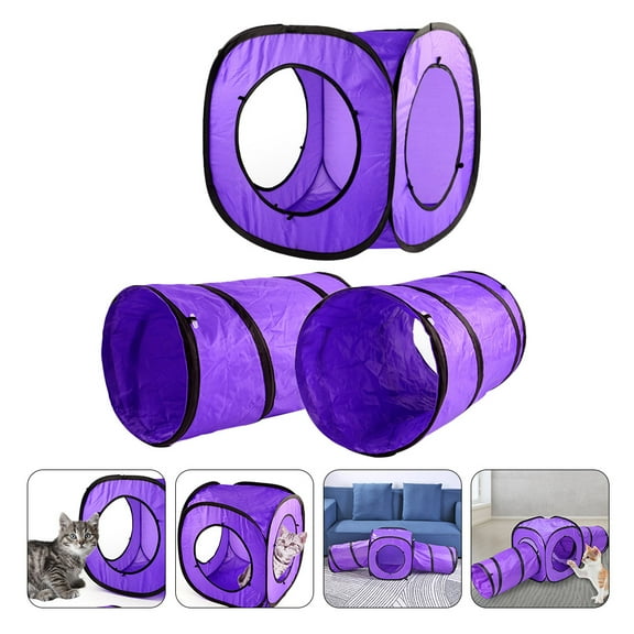 EXHUMKY 3Pcs Cat Tube Tunnel for Indoor Play Collapsible Kitten Set