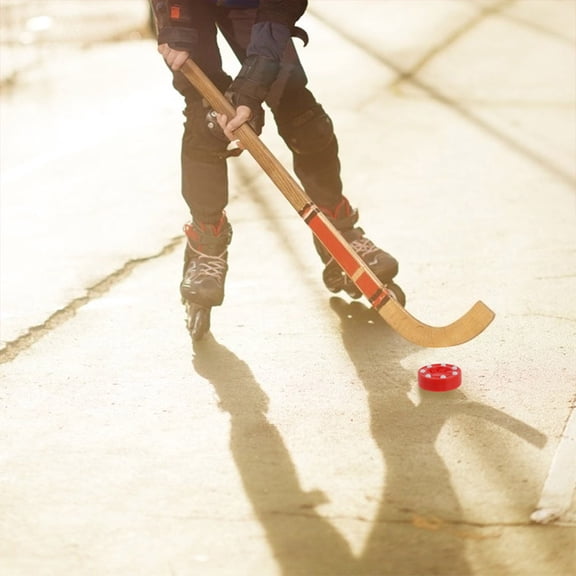 EXHUMKY 2-Pack Red Street Hockey Pucks with Low Friction Glide and PP Shockproof Core for Smooth,