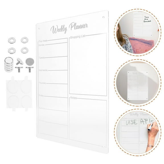 EXHUMKY Magnetic Weekly Planner for Fridge, Transparent Acrylic Calendar, Reusable Organizer for Home and Office