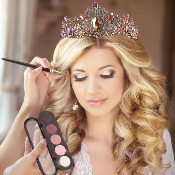 EXHUMKY Retro Crown for Women with Rhinestone Design and Alloy Material Multi Color Lightweight for Wedding Parties