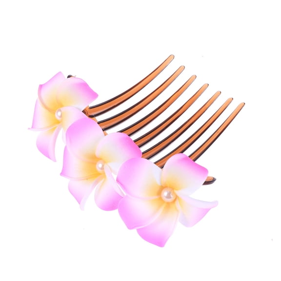 EXHUMKY Versatile Rosy Bridal Hair Comb with Handmade Flower for Updo Or Half Up Hairstyles