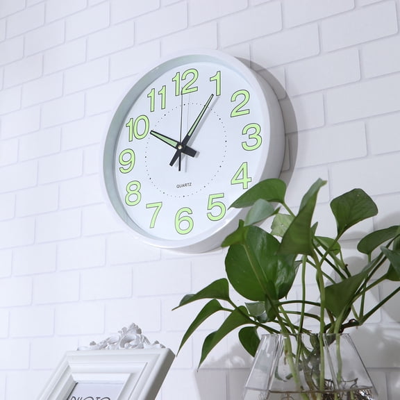 EXHUMKY Silent Clock for Timing White Round Wall Clock with Night Light Feature